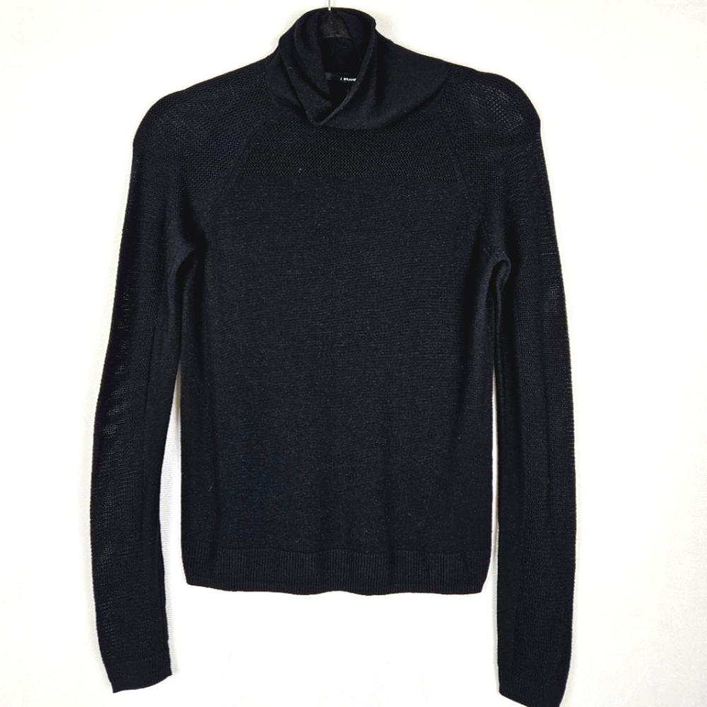 J Brand Black Cashmere Carlyn Turtleneck/ Mock Neck Lightweight Sweater Small
